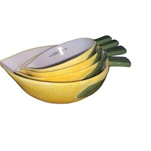 Measuring Cups 4 Set Lemon Shaped Yellow Ceramic French Country Kitchen Decor